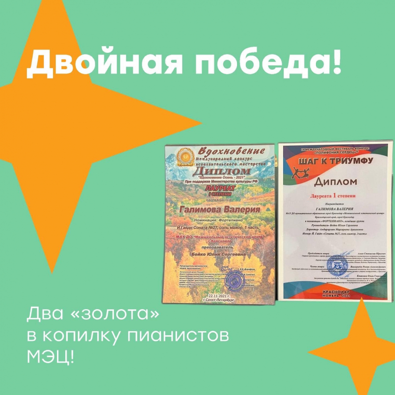 Двойная победа! Два &quot;золота&quot; в копилку пианистов МЭЦ!
